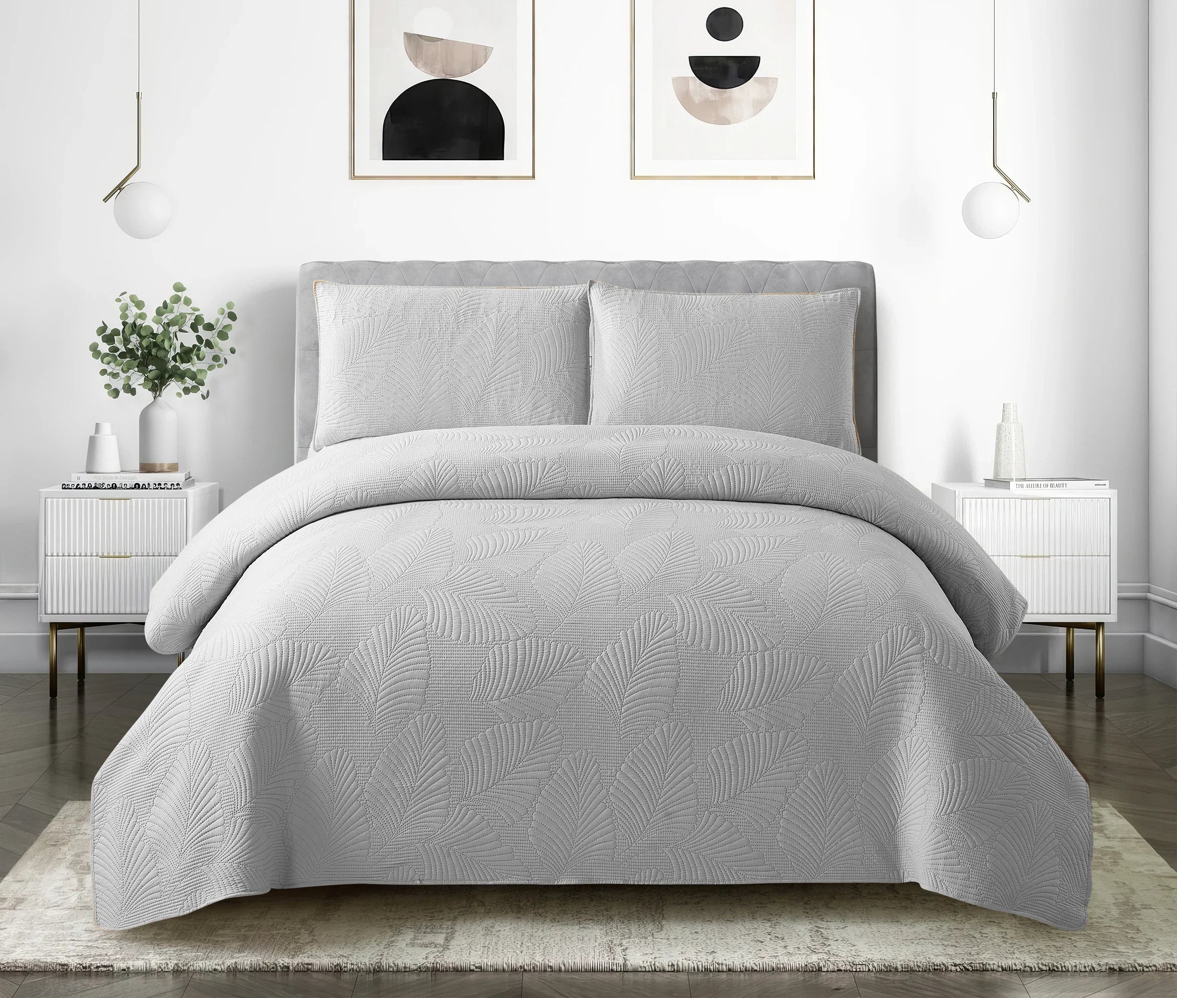 3pcs Luxury Quilted Microfiber Bedspread Coverlet Bedding Set