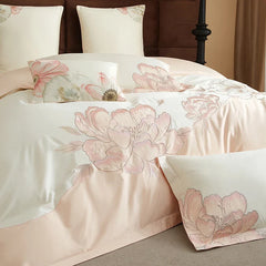 1000TC Egyptian Cotton Blooming Flower Embroidery Luxury Bedding Set