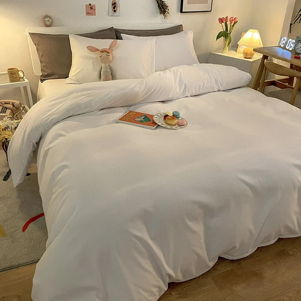 1 Pc Housse De Couette 220x240 White Gray Color Duvet Cover Double Size Funda Nordica Cama 150 Queen/King Size Bed Cover