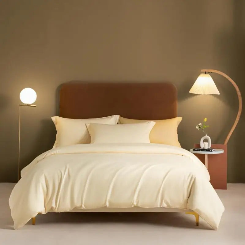 1000TC Egyptian Cotton Luxury Solid Color Duvet Cover Ultra Soft Comfortable Elastic Fitted Bed Sheet Pillowcases Twin Double