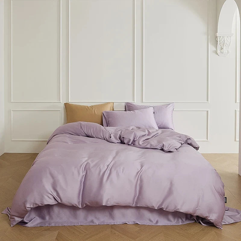 600TC Lyocell Soft Silky Cooling Solid Color Bedding Set