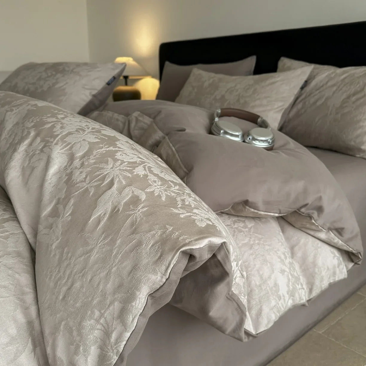 Thick Woven Cotton Jacquard 4 Piece Bed Set Luxury Pure Cotton Duvet Cover Sheet Set