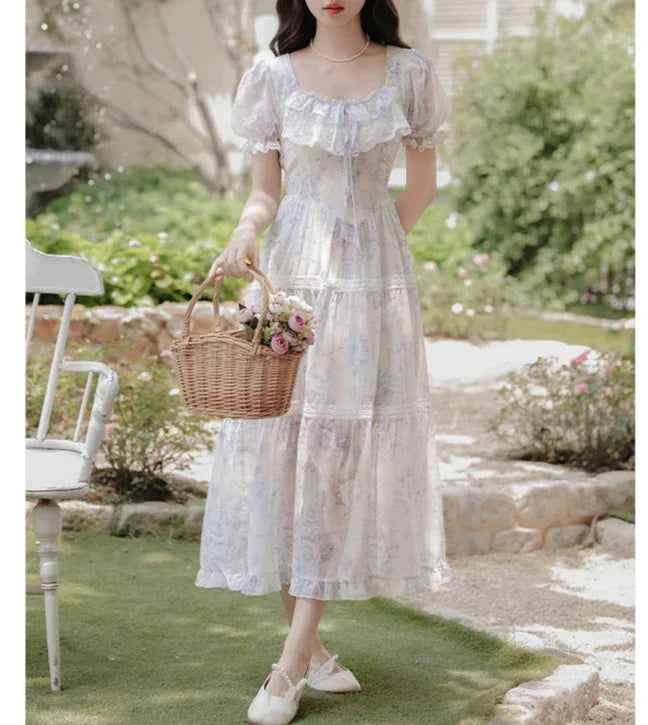 Lily-Blue Rose Cottagecore Princess Dress