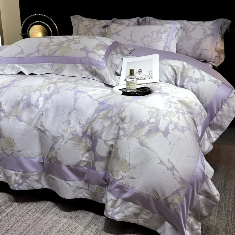 1000TC Lyocell Cotton Jacquard Patchwork European Luxury Bedding Set