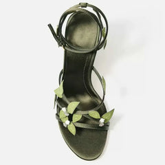 Leaf Design Round Head High Heel