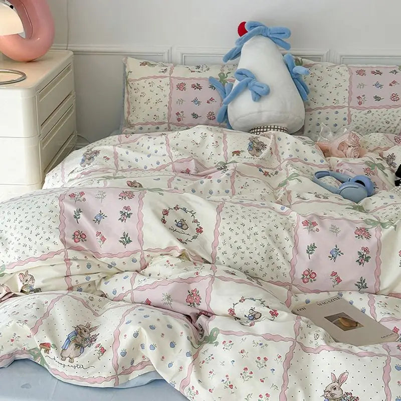 Pink Flowers Bedding Set