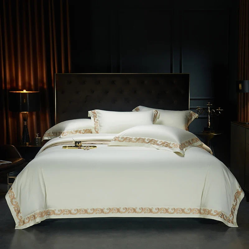 1400TC Egyptian Cotton Luxury Gold Embroidery Bedding Set
