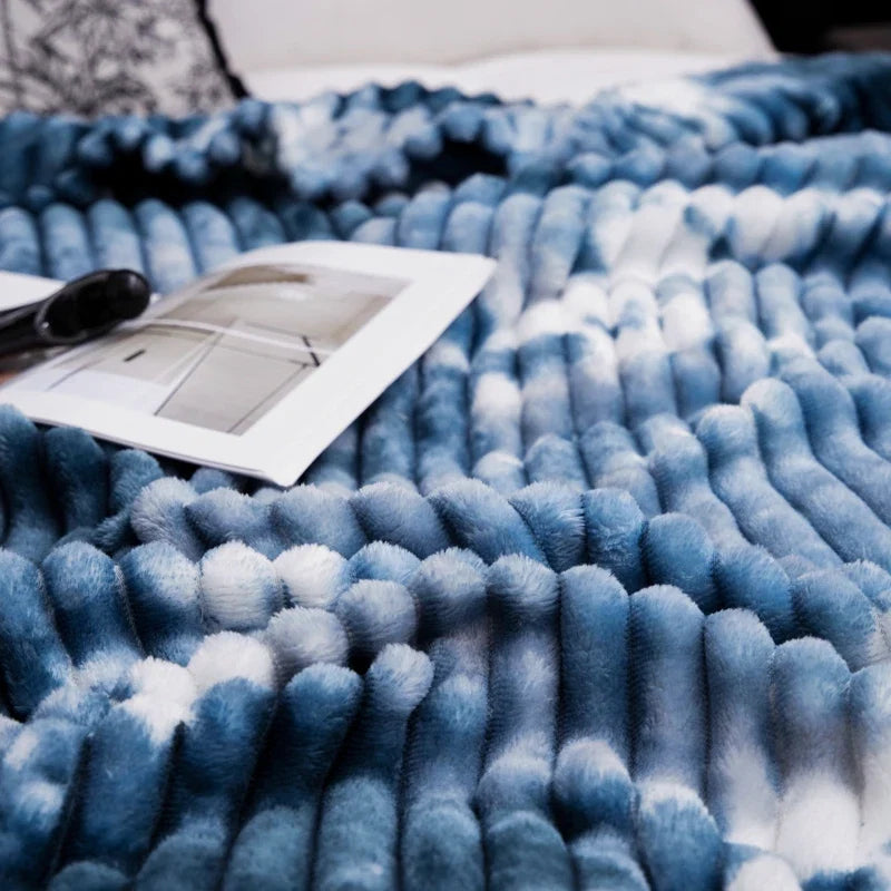 Flannel Fleece Blanket for Beds Tie Dyeing Warm Manta Single/Queen/King Thow Blanket Thick Warm Plaids Sofa Blanket
