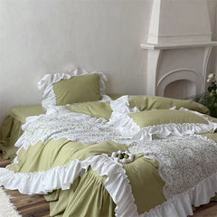 French Romantic 100% Cotton Washed Cotton Bedding Set