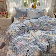 Boys Girls Duvet Cover Set with Zipper Ins Cute Cartoon Bed Flat Sheet Pillowcases No Filler Twin Queen Size Fashion Bedding Set