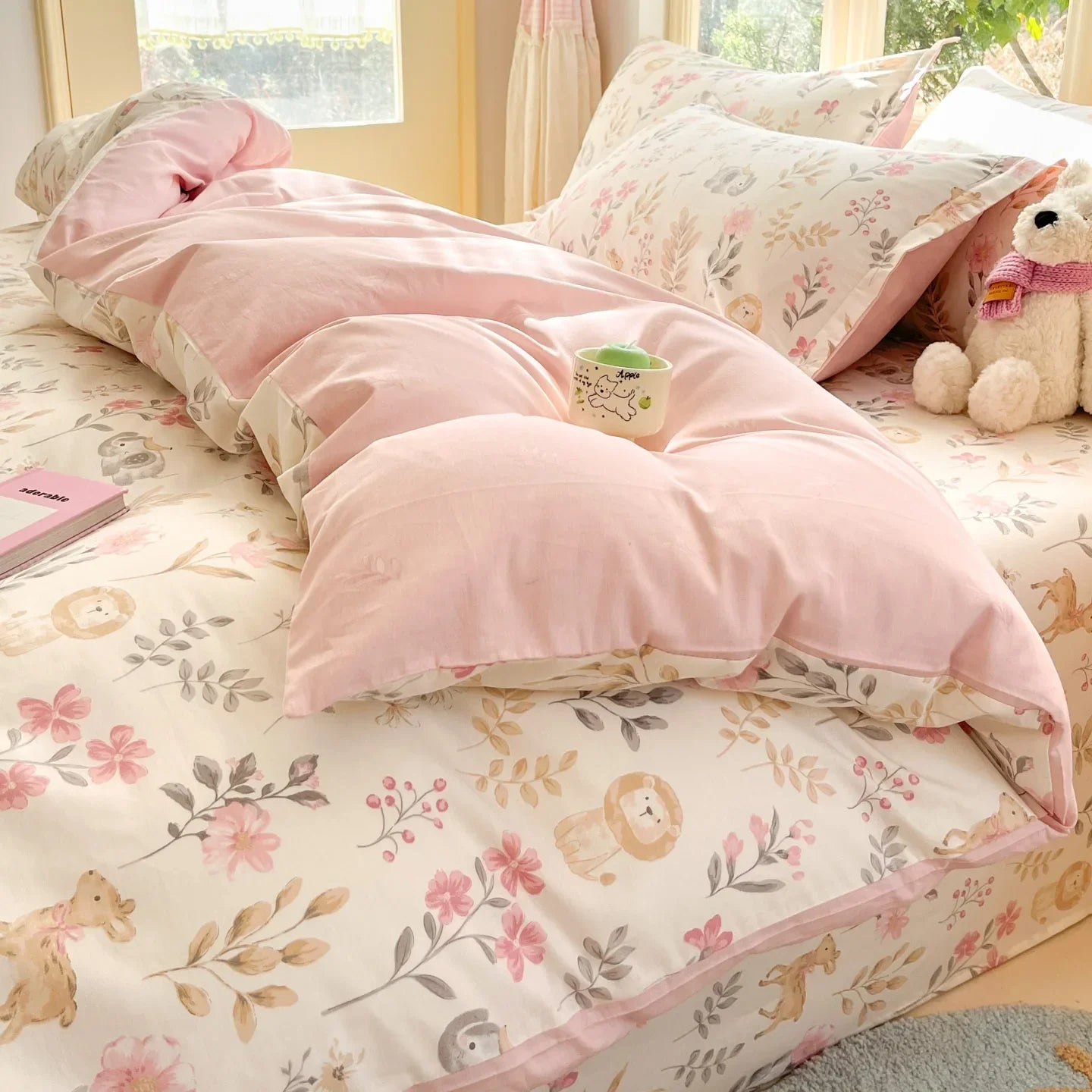 High Quality 100% Cotton Floral Duvet Cover Set Soft Breathable Queen King Bedding Set