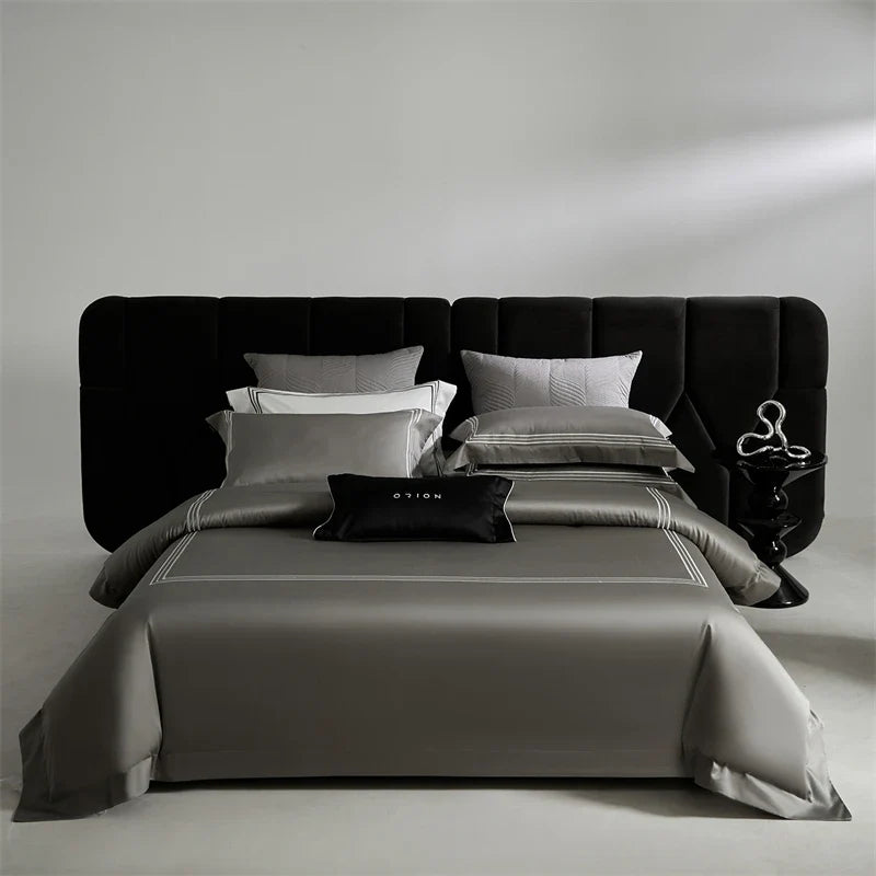 1000TC Egyptian Cotton Solid Color Hotel Style Luxury Embroidery Bedding Set