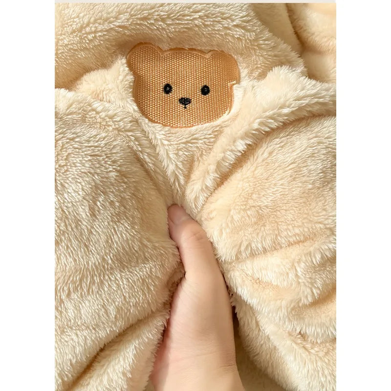 Cartoon Embroidered Plush 4pcs Bedding Set