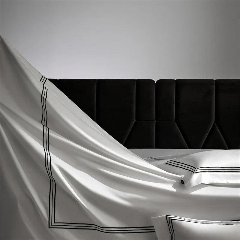 1000TC Egyptian Cotton Solid Color Hotel Style Luxury Embroidery Bedding Set