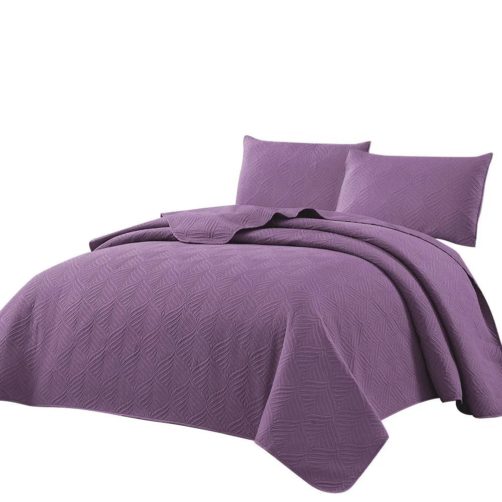 3pcs Luxury Quilted Microfiber Bedspread Coverlet Bedding Set