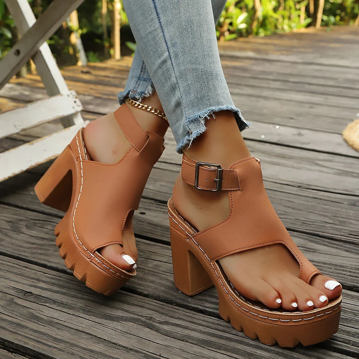 Vintage Peep Toe High Heels