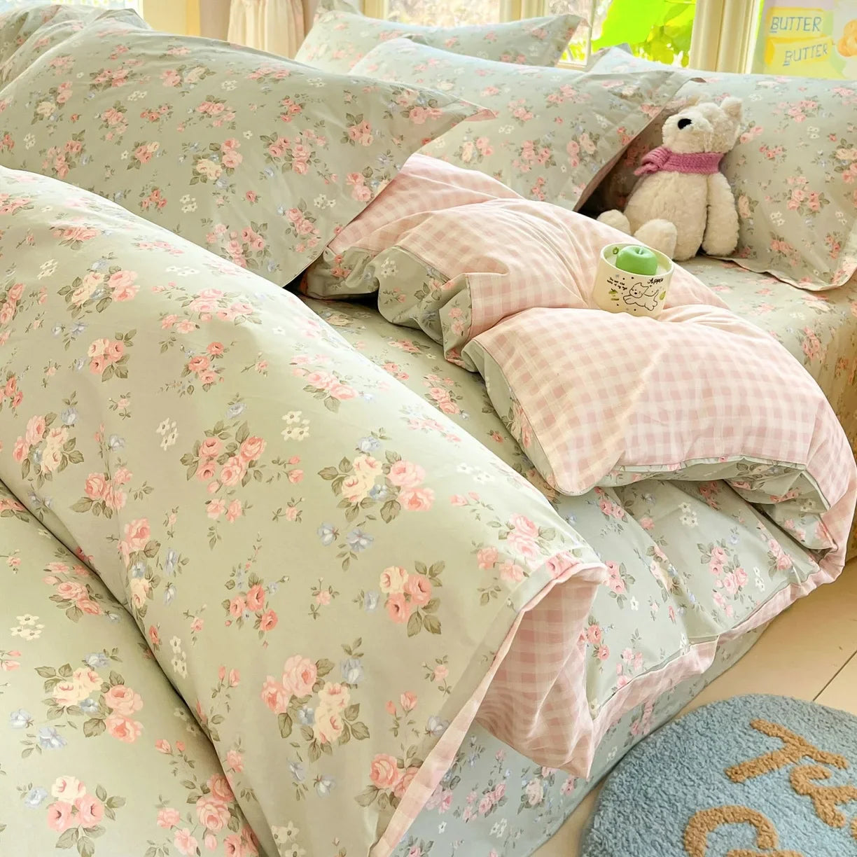 Pastoral Style Florals 100% Cotton Duvet Cover Soft Skin Friendly Single Double Bed Covers Pillowcases Queen King Bedding Set