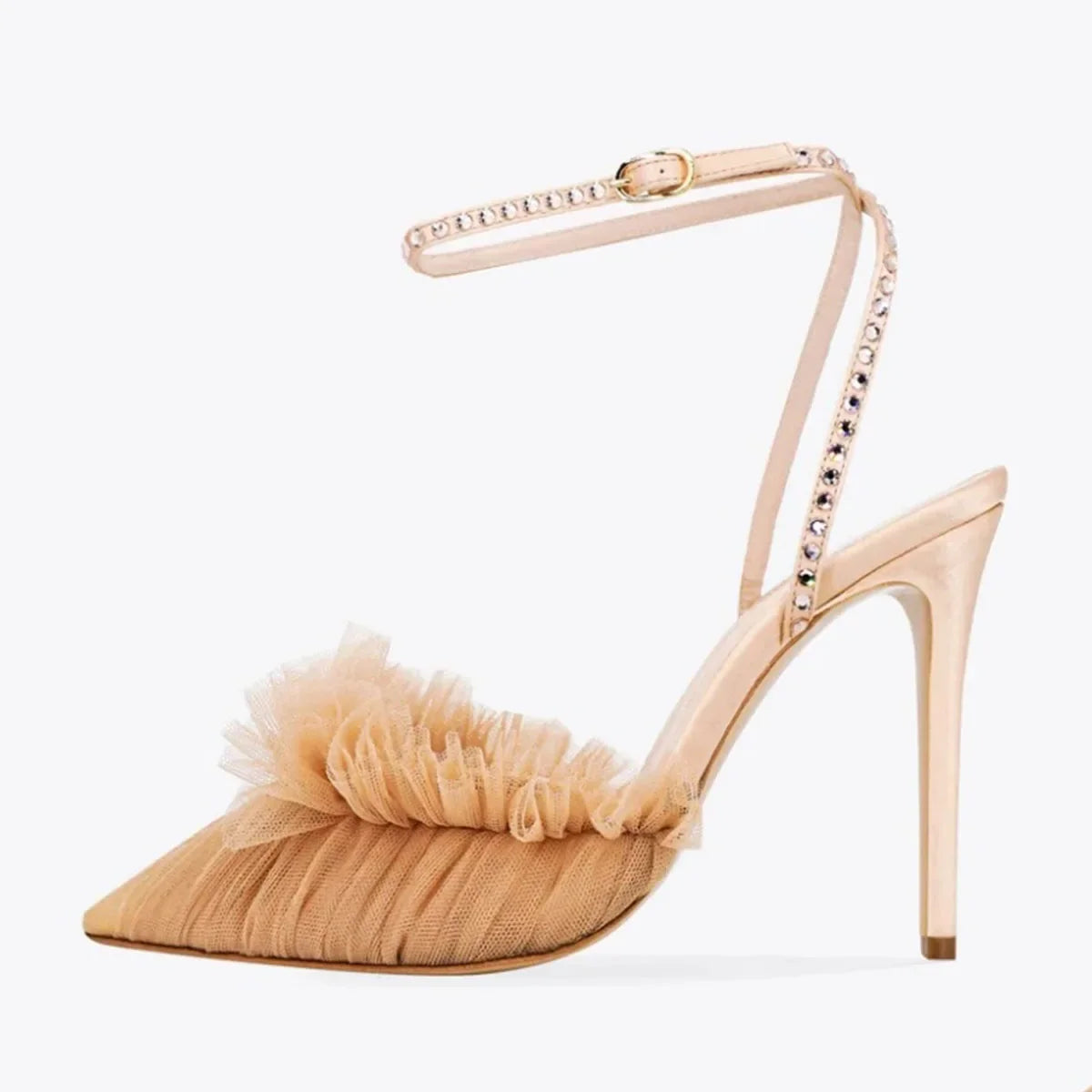 purple Mesh Pleated Wedding Shoes