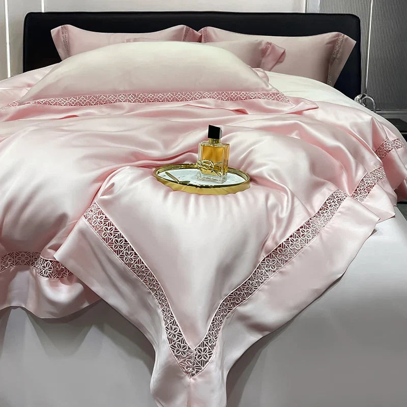 800TC Lyocell Soft Silky Cooling Summer Luxury Hollow Wide Edge Bedding Set