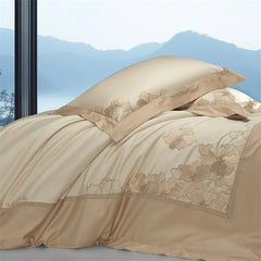 Chinese Style Flowers Embroidery Luxury Bedding Set