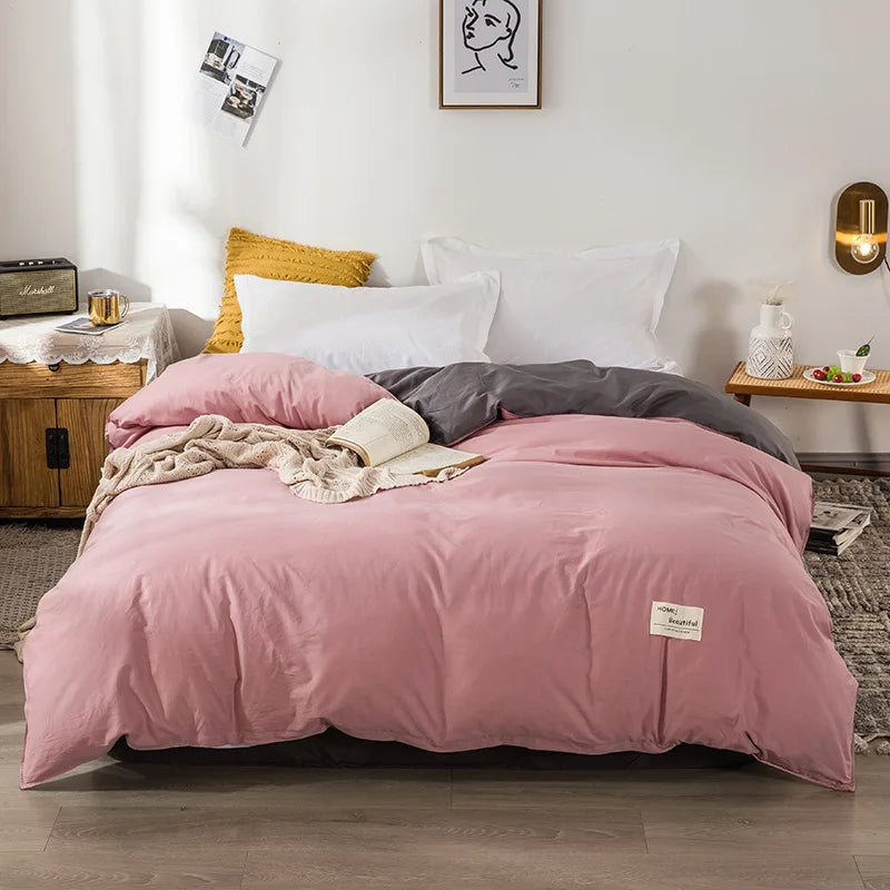 1PC Cotton Single Double Quilt Cover Simple Solid Color Korean Version Duvet Covers Skin Friendly Bedding Comforters Covers