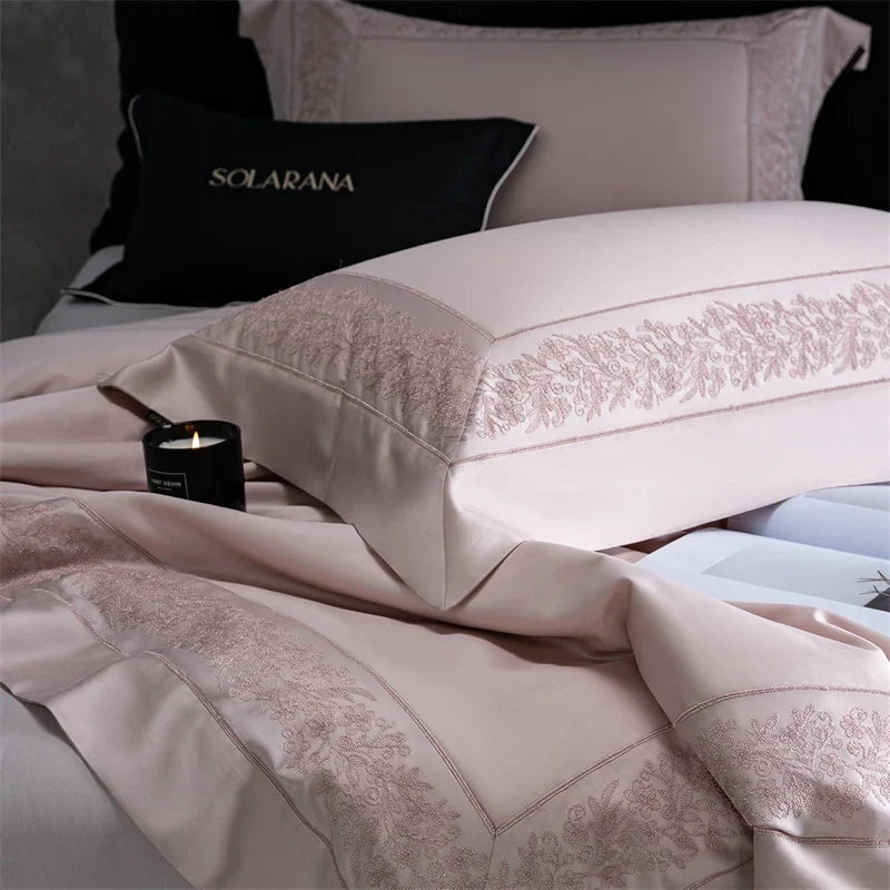 1000TC Lyocell Cotton Brushed Embroidery Wide Edge Luxury Bedding Set