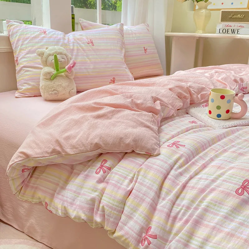 Korean Wrinkled Double Layered Yarn Bedding Sets
