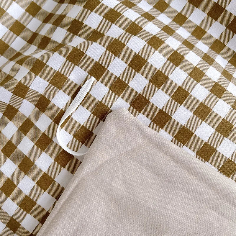 Brushed Japanese Muji-Style Plaid Striped Duvet Cover and 2 Pillowcases minimal queen twin size quilt cover 3pcs bedding sets