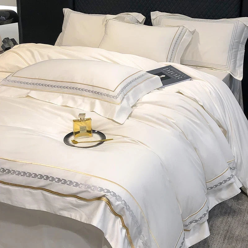 100% Egyptian Cotton Luxury Embroidery Hotel Style Bedding Set