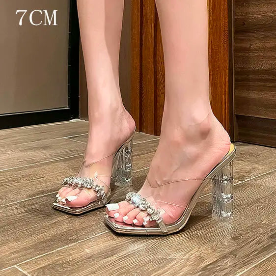 Big Diamond Rhinestone Transparent Sandals