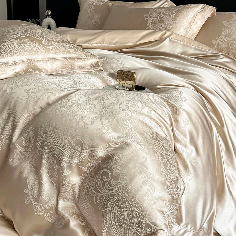 Satin Jacquard 1000TC Egyptian Cotton Patchwork European Luxury Bedding Set