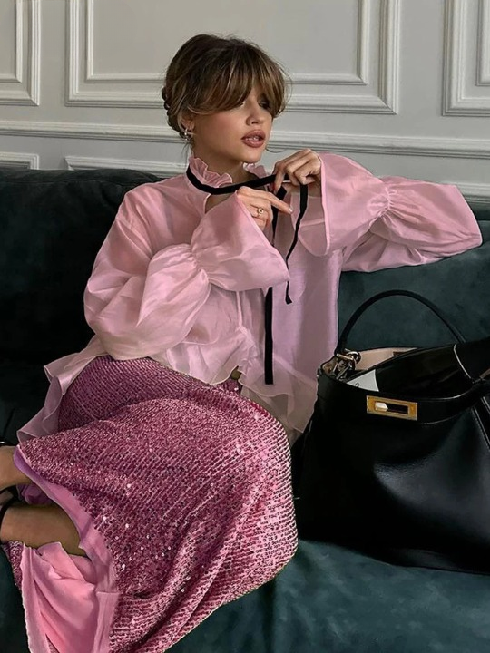 Davi Ruffle Collar See Through Shirt