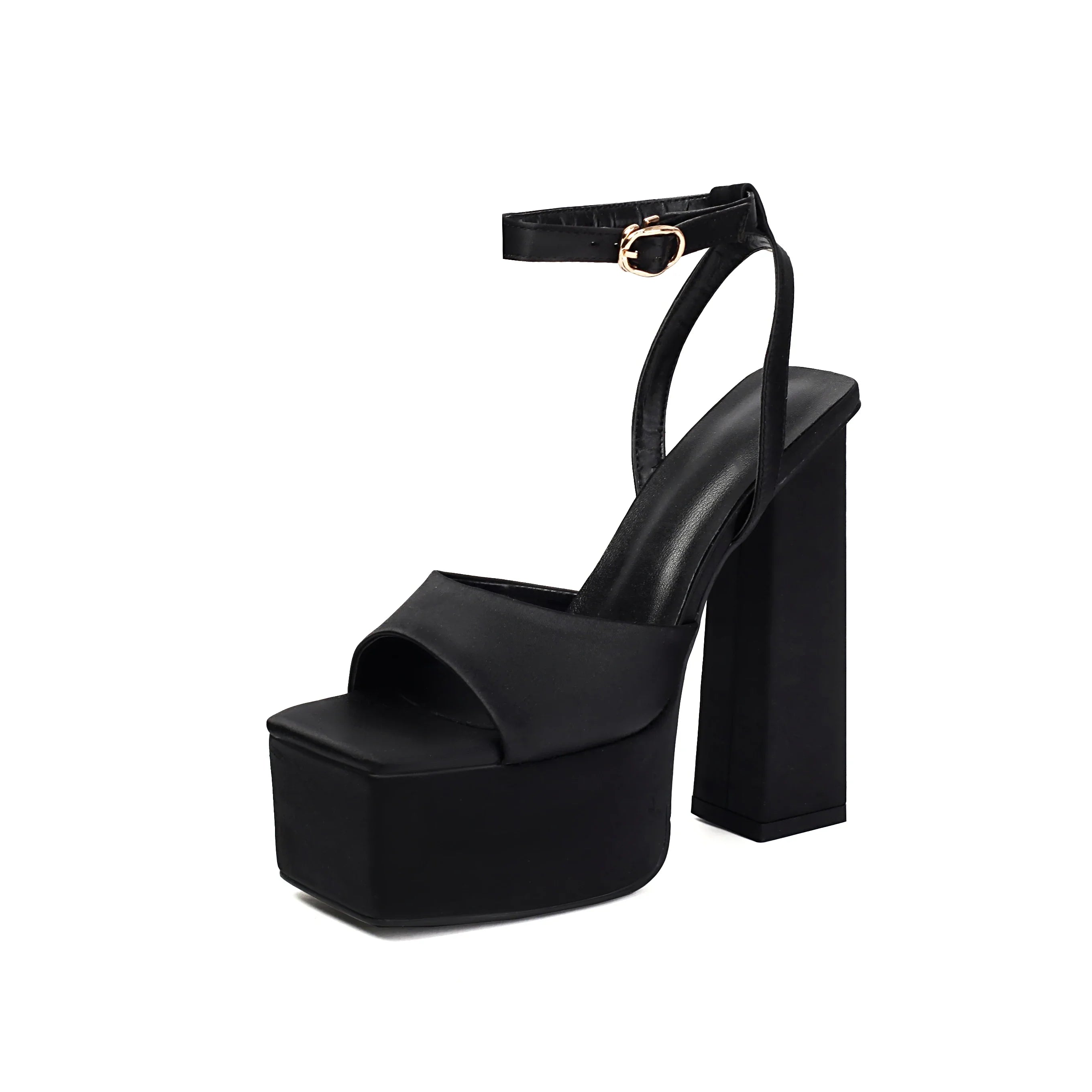 Blue Satin Peep Toe Shoes