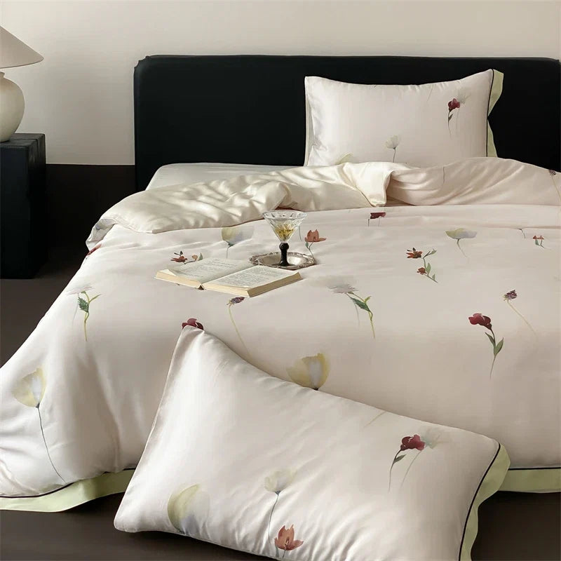 Luxury Organic Bamboo Soft Silky Printing Bedding Set