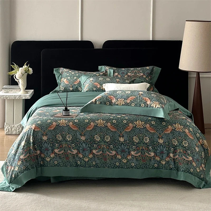 Vintage Botanical Floral Print Luxury Bedding Set