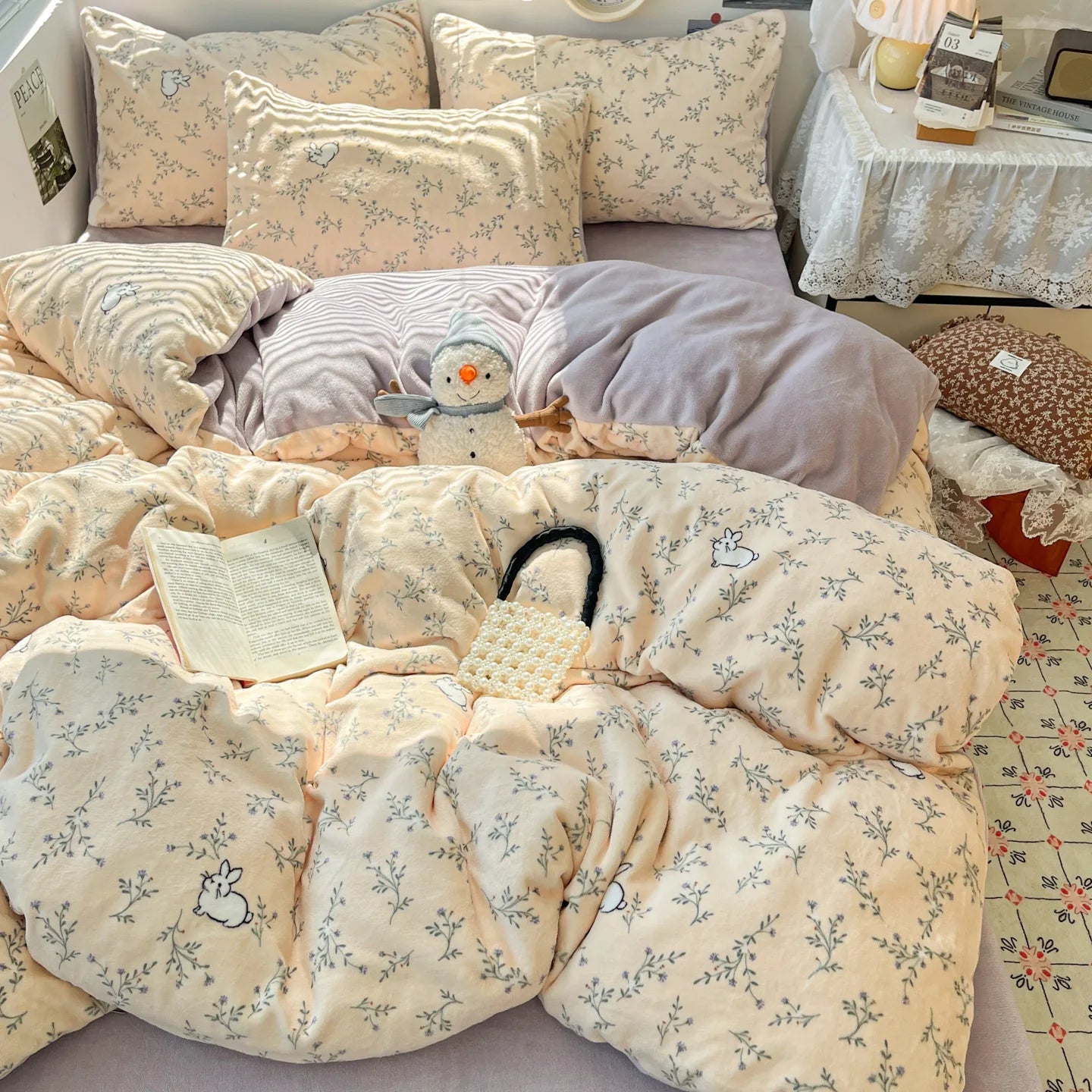Winter Thick Velvet Duvet Cover Set Student Dormitory Bedding Set