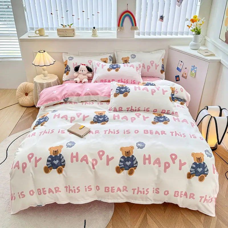 White Pink Bedding Set