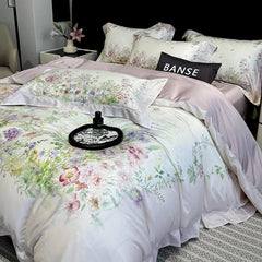 1000TC Lyocell Cotton Flowers Plant Prints Luxury Bedding Set
