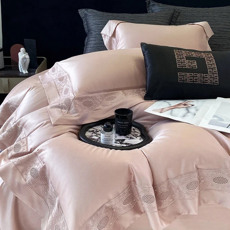 Luxury Hollow Embroidery Wide Edge Bedding Set