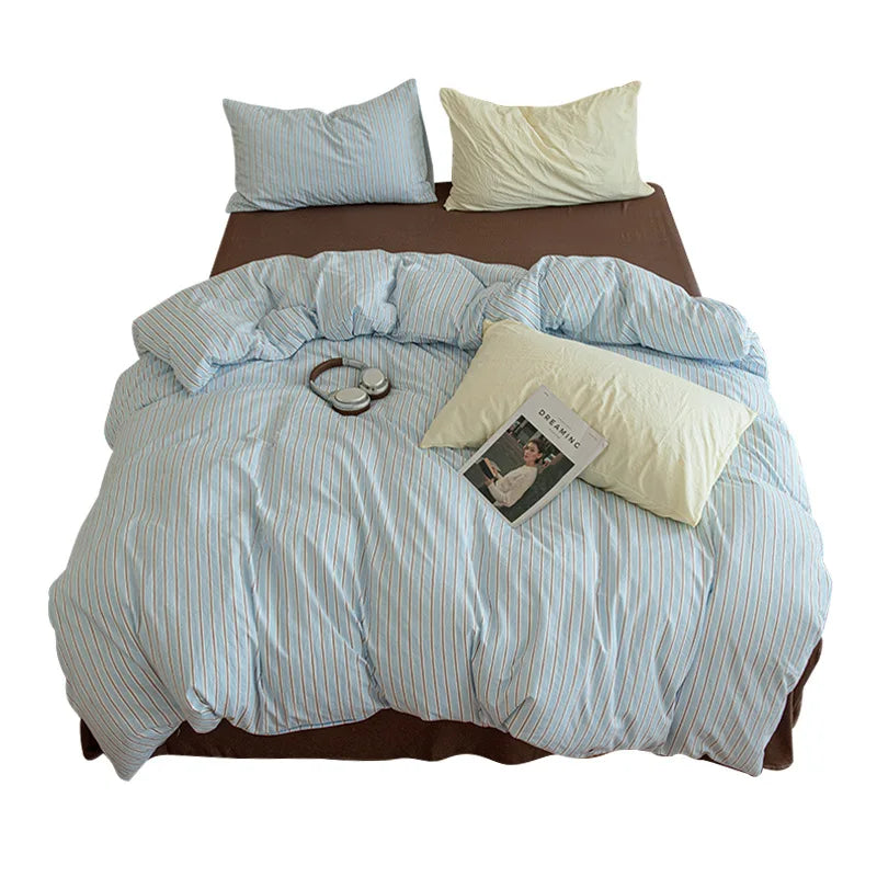 1Pcs Stripe Print Duvet Cover Twin Queen King Quilt Cover Korean Four Seasons Full Queen Adult Kids Dormitory Comforter Cover
