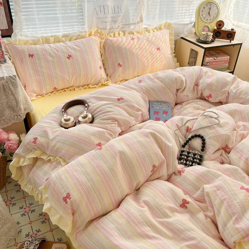 2025 Washed 4PCS Duvet Cover Set All Seasons Bedding Set