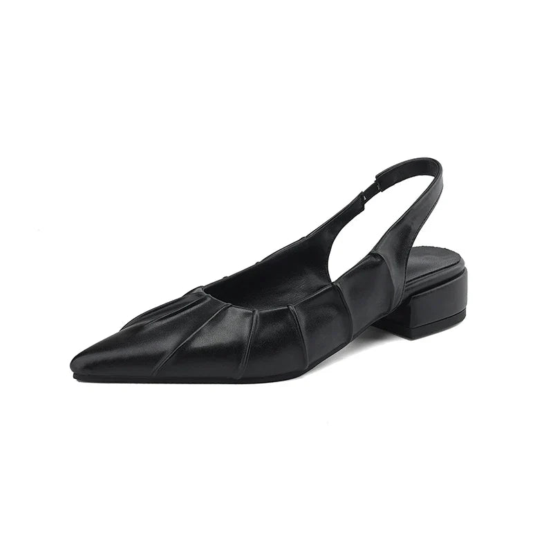 and pointed pleated toe cap comfortable mid Heel