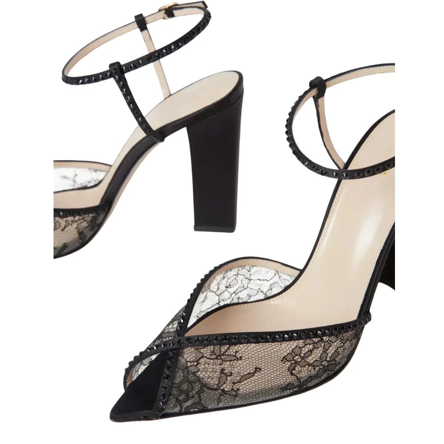 Black lace Peep toe Shoes