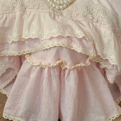 Romantic Double Layer Lace Ruffles 100% Cotton Double Gauze Princess Wedding Bedding Set