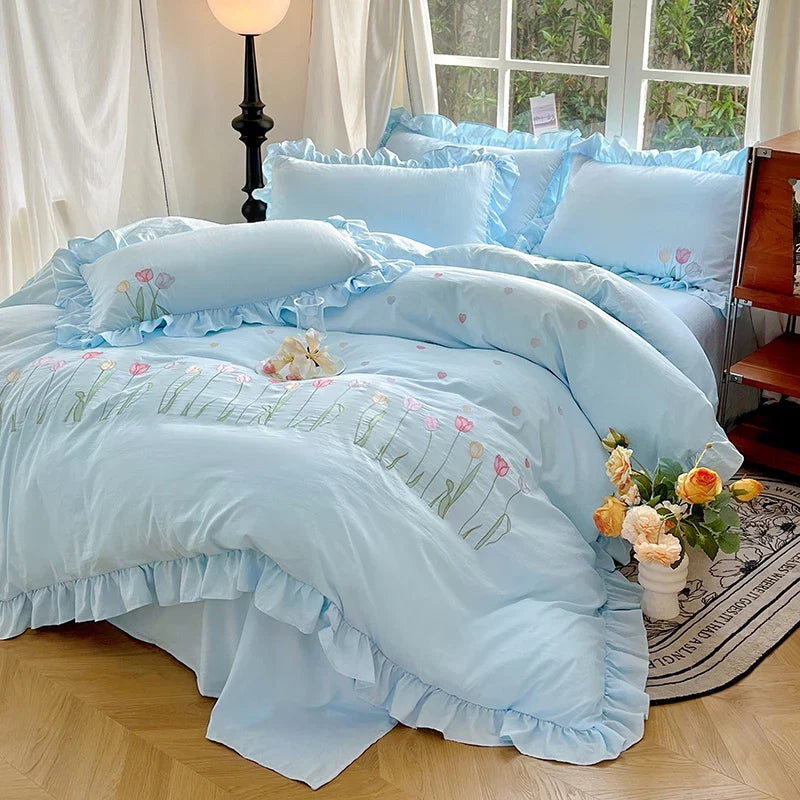 3/4Pcs Ruffle Bedding Set