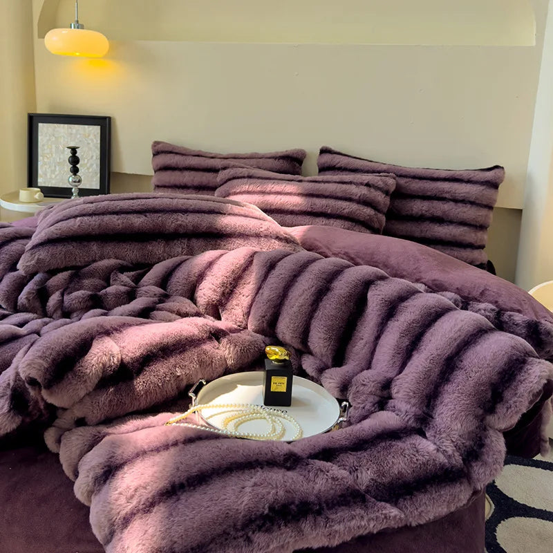 Artificial Rabbit Velvet 4pcs Bedding Set