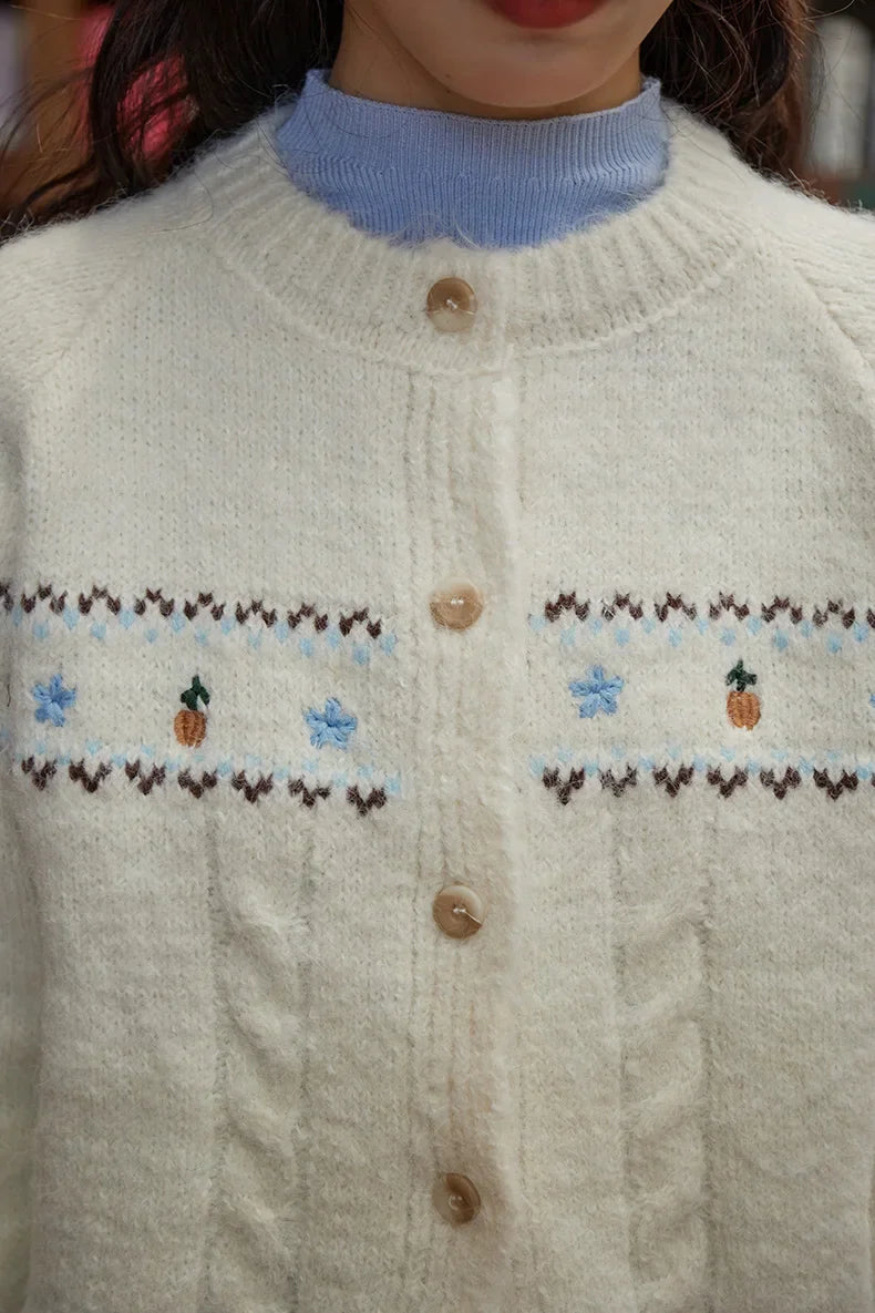 Lucia Cottagecore Cardigan with Embroidery