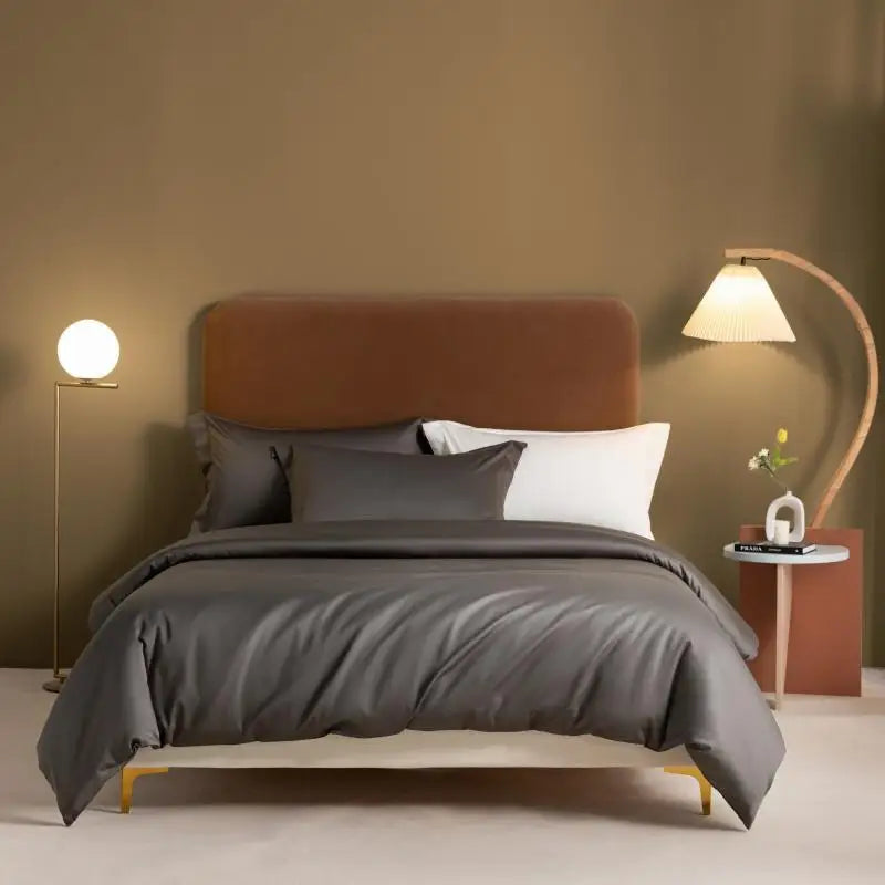 1000TC Egyptian Cotton Luxury Solid Color Duvet Cover Ultra Soft Comfortable Elastic Fitted Bed Sheet Pillowcases Twin Double