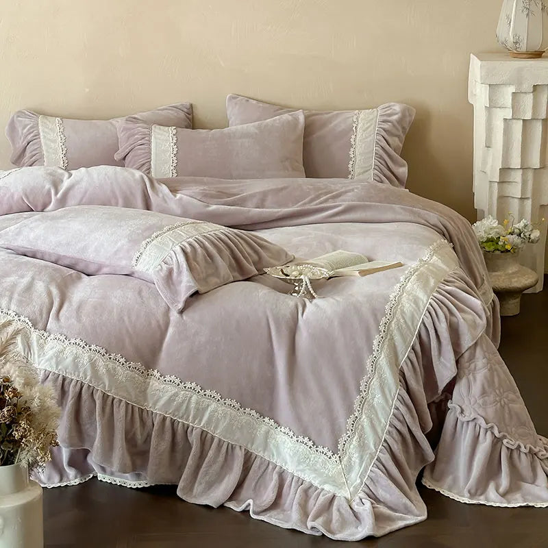 French Lace Ruffles Princess Bedding Set