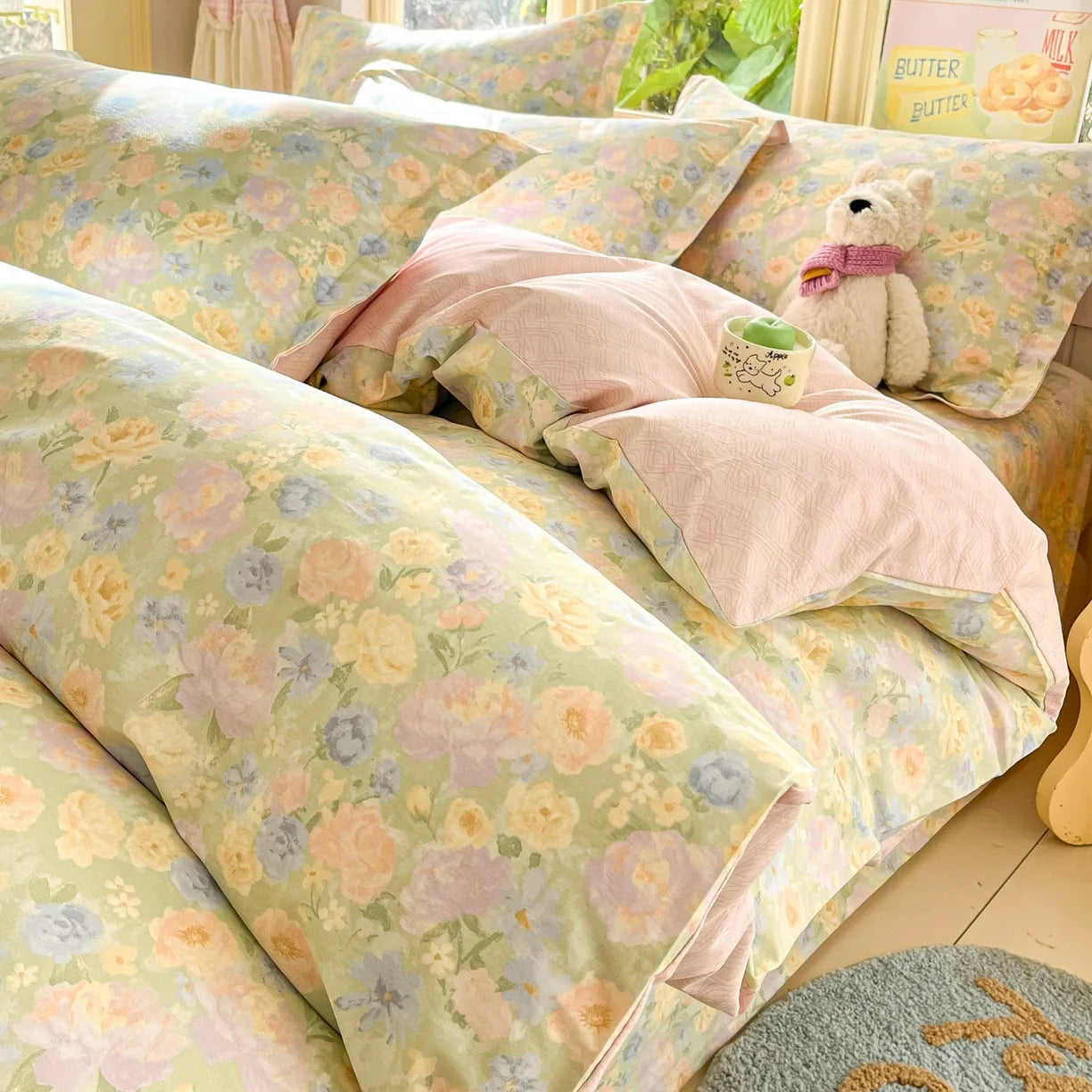 Pastoral Style Florals 100% Cotton Duvet Cover Soft Skin Friendly Single Double Bed Covers Pillowcases Queen King Bedding Set